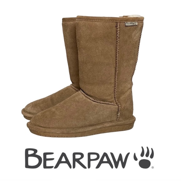 BearPaw Shoes - Bearpaw | Emma Suede Boots Sheepskin Wool Lined Tan Slip On Mid Calf